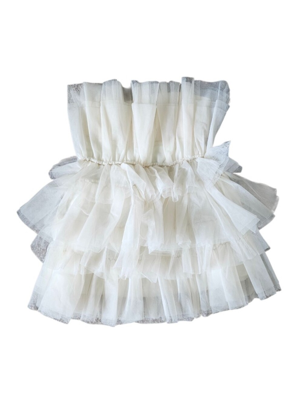 MABLE White Tube Tiered Tulle Mini Dress Size Mediun - Picture 2 of 6